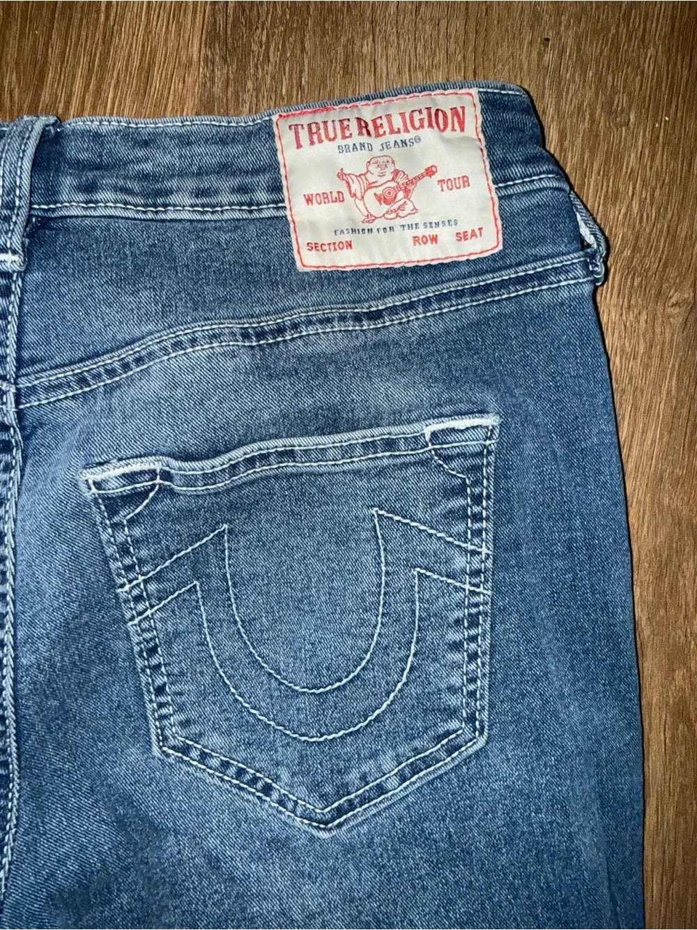 True Religion Men's Bootcut Jeans in Medium Blue Wash